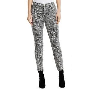 Frame Denim Black White Cheetah Print High Rise Skinny Fit Jeans NWT Size 25